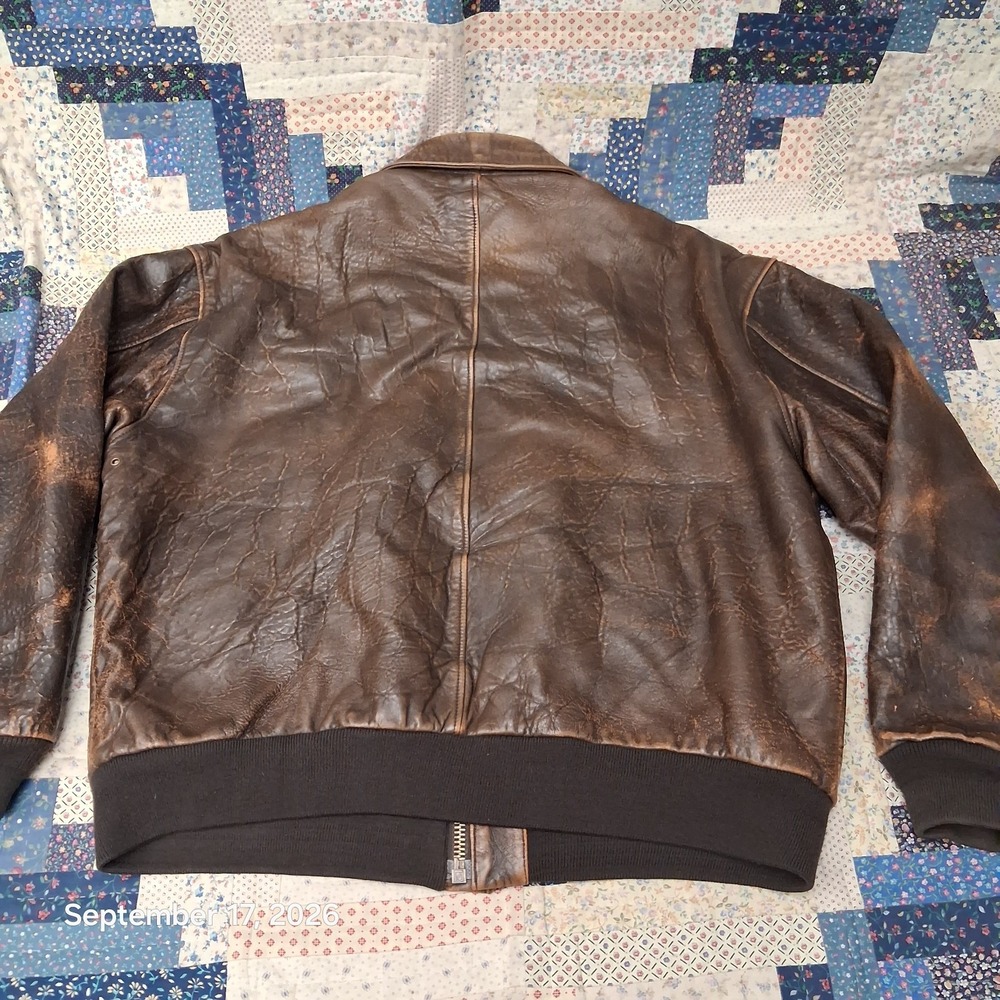 Avirex Type A-2 Leather Bomber Jacket Mens XXL Brown Flight Stars and Stripes - Picture 2 of 16